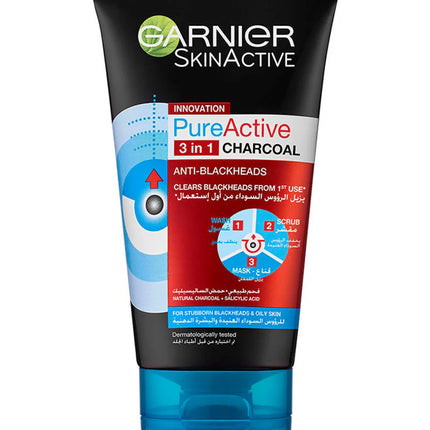 Garnier SkinActive Pure Active Intensive Charcoal 3-In-1 Wash 150ml