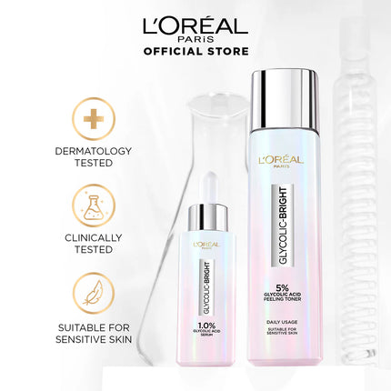 L'Oreal 5% Glycolic Acid Peeling Toner For Instant Glowing Skin 128ML