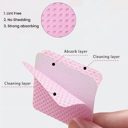 Ruby Beauty Lint-Free Nail Wipes – Non-Woven, No Shedding, Pink Squares