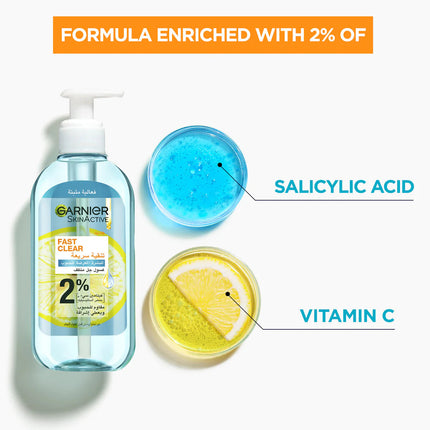 Garnier Fast Clear [2%] Salicylic Acid & Vitamin C - Anti-Acne Gel Wash 200ml