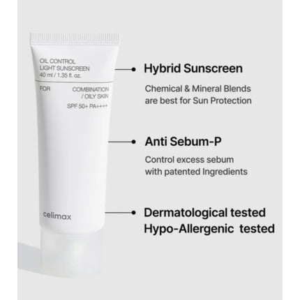 Celimax Oil Control Light Sunscreen 50+ SPF 40Ml