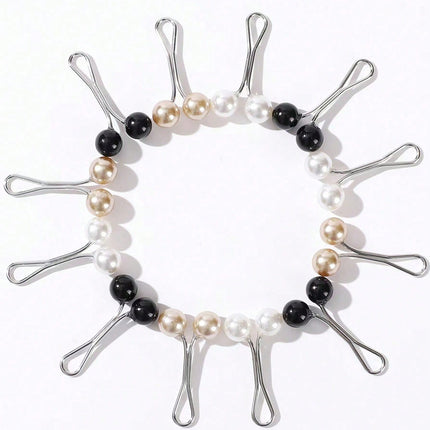 12pcs Women's Brooch Set, Faux Pearl Brooch, For Scarf, Headscarf Clip, Brooch, Sweater Brooch Clip For Dress,Beach,Holiday,Travel Essential