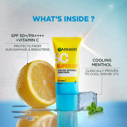 Garnier Super Uv Cooling Watergel Sunscreen Spf50+ Vitamin C 60ml